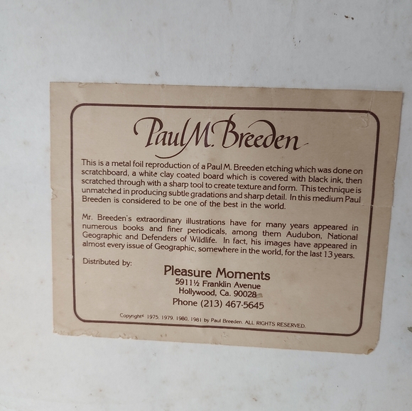 1981 Reproduction Paul M Breeden Metal Foil Art Butterfly 16x20 Gold Brown Matte - Picture 5 of 13